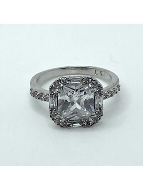 Lia Sophia Silver Tone Cz Statement Ring Sz 7